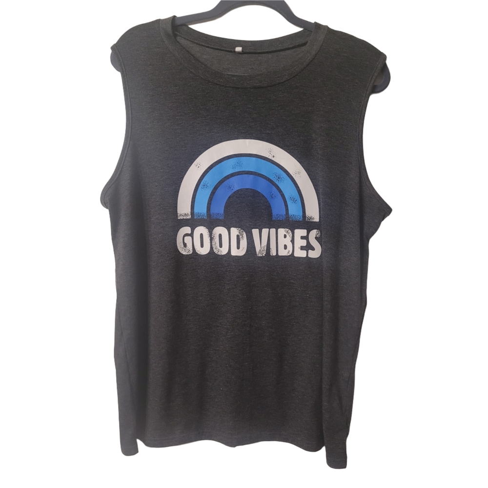 Dark Gray Good Vibes Graphic Tank Top XXL